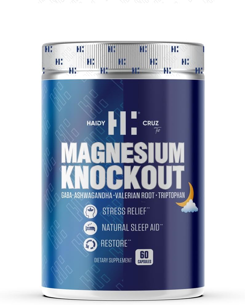 Haidy Cruz Fit Magnesium Citrate - 천연 수면 보조 및 계류 증강 - 대사 지원, Ashwagandha 분말 (60 캡슐)와 면역 부스트