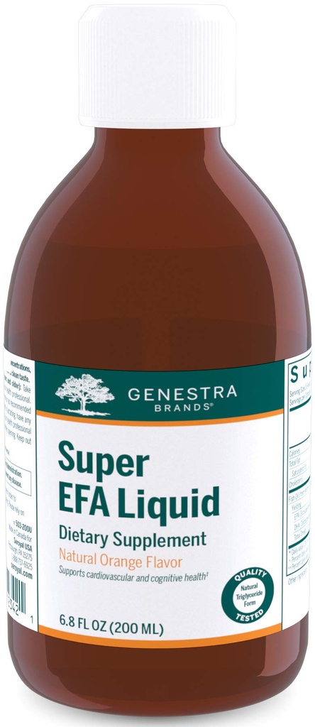 Genestra 브랜드 슈퍼 EFA 액체 | 심혈관 건강 지원, 뇌 발달, 눈, 그리고 어린이의 나침   6.8 Fl Oz | 천연 오렌지 맛