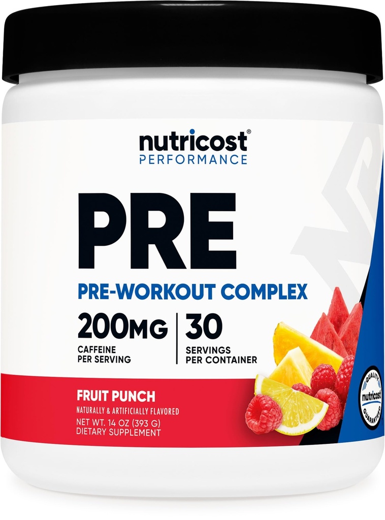 Nutricost Pre-Workout Complex Powder (30 서빙, 과일 펀치) - 베타 알라닌, 타우린 및 아미노산