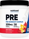 Nutricost Pre-Workout Complex Powder (30 서빙, 과일 펀치) - 베타 알라닌, 타우린 및 아미노산
