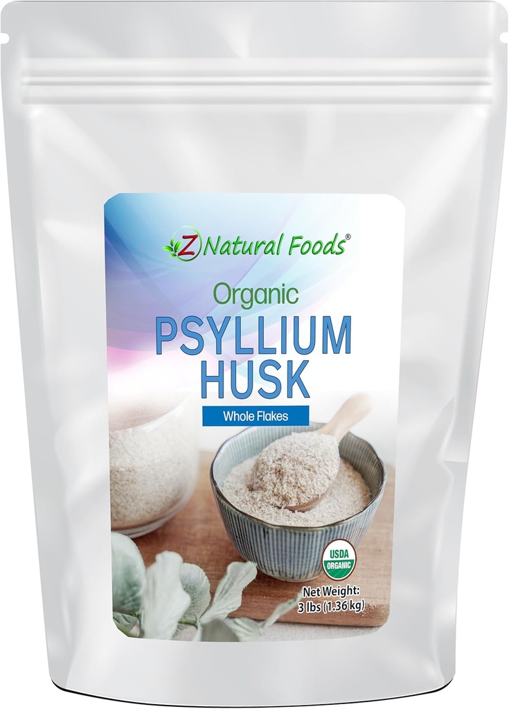 Z 자연적인 음식 유기 전체적인 Psyllium Husk 조각, 자연적인 섬유 보충교재, 혼합 그것 Into Smoothies, 주스, 비 GMO, Vegan, 글루텐 자유로운, 고약, 3 lb.