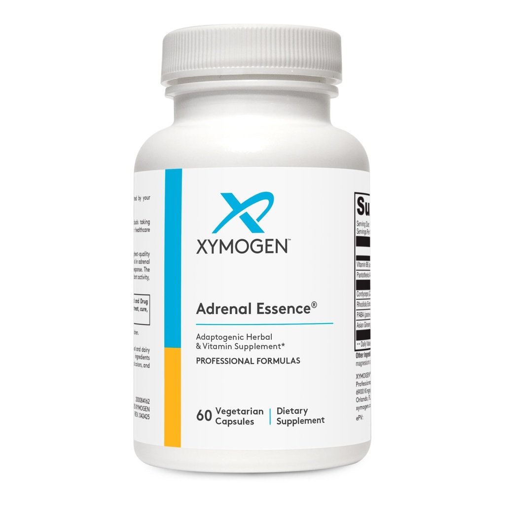 XYMOGEN Adrenal Essence - Adaptogenic 허브 (Cordyceps, Rhodiola Extract, Ginseng) + B 비타민과의 Adrenal 지원 - 건강한 에너지 레벨과 건강한 면역 기능 (60 캡슐)