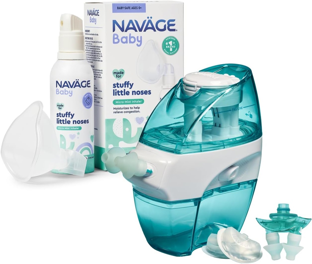 Navage 30 SaltPods 및 Baby Mist Bundle을 가진 다중 사용자 가족 장비 - 성인과 유아 혼잡 구호를 위한 지속적인 Saline Mist를 위한 Saline Nasal 관개