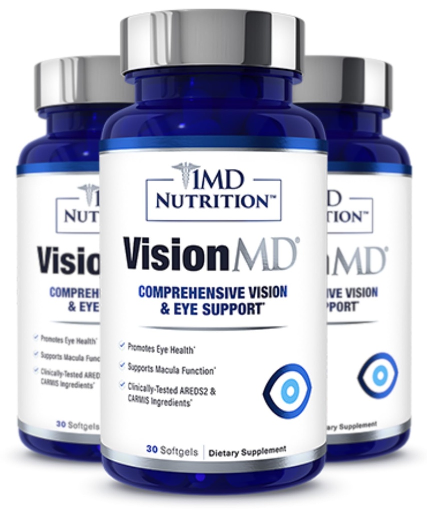1MD Nutrition VisionMD Eye Vitamin CARMIS - Lutein & Zeaxanthin | 지원 비전 건강, 일상적인 눈 스트레인, & Occasional Dry Eye | 90 Softgels (3-Pack)