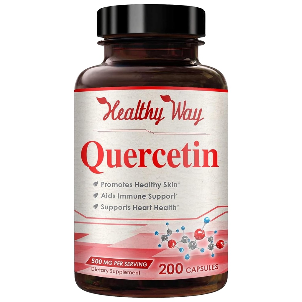 고강도 Quercetin 500mg 캡슐 - 심장 노화 방지 피부 뇌와 면역 지원을위한 매일 강력한 산화 방지제 Quercetin 보충 - Vegan 친절한 글루텐 자유로운 미국 (200의 서빙)