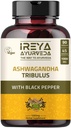 Ashwagandha 캡슐 유기 1000mg (90 캡슐) Tribulus Terrestris, Shatavari 및 Black Pepper 유기 성분으로 만든 | 45 일 공급