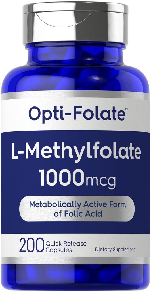 Carlyle L Methylfolate 1000mcg | 200 캡슐 | 값 크기 | 최적화 및 활성화 | Non-GMO, 글루텐 무료 | 메틸 Folate, 5-MTHF | 최적화