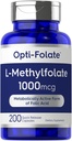 Carlyle L Methylfolate 1000mcg | 200 캡슐 | 값 크기 | 최적화 및 활성화 | Non-GMO, 글루텐 무료 | 메틸 Folate, 5-MTHF | 최적화
