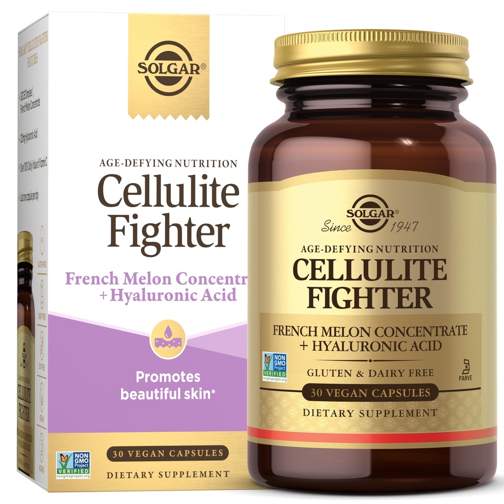 Solgar Cellulite Fighter 피부 비타민과 미네랄 보충, 프랑스 멜론 농축액, Hyaluronic 산 및 비타민 C 보충교재, 여자를 위한 나이 들기 영양, 30의 서빙을 가진 매끄러운 피부를 지원하십시오