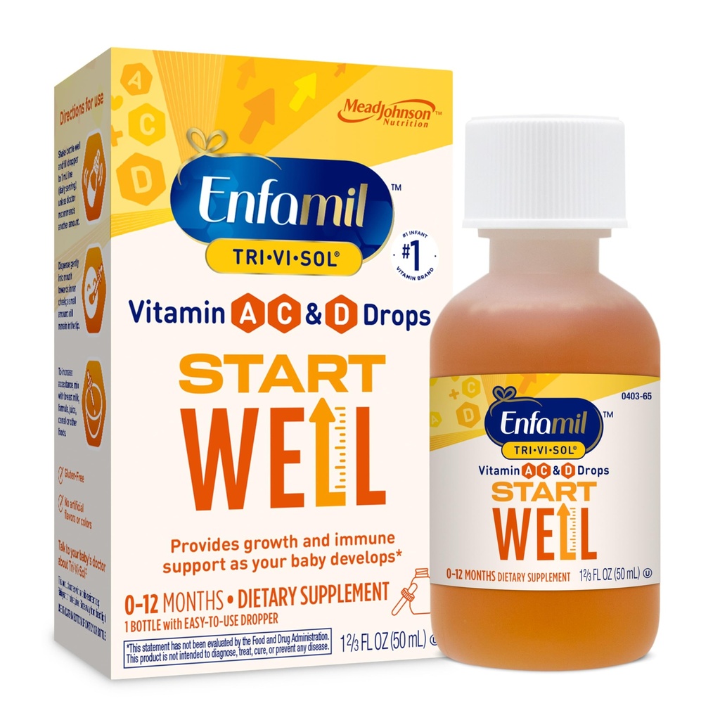 Enfamil Tri-Vi-Sol Infant Multivitamin Drops, 아기, 50mL 병에 대한 성장 및 면역 건강 지원