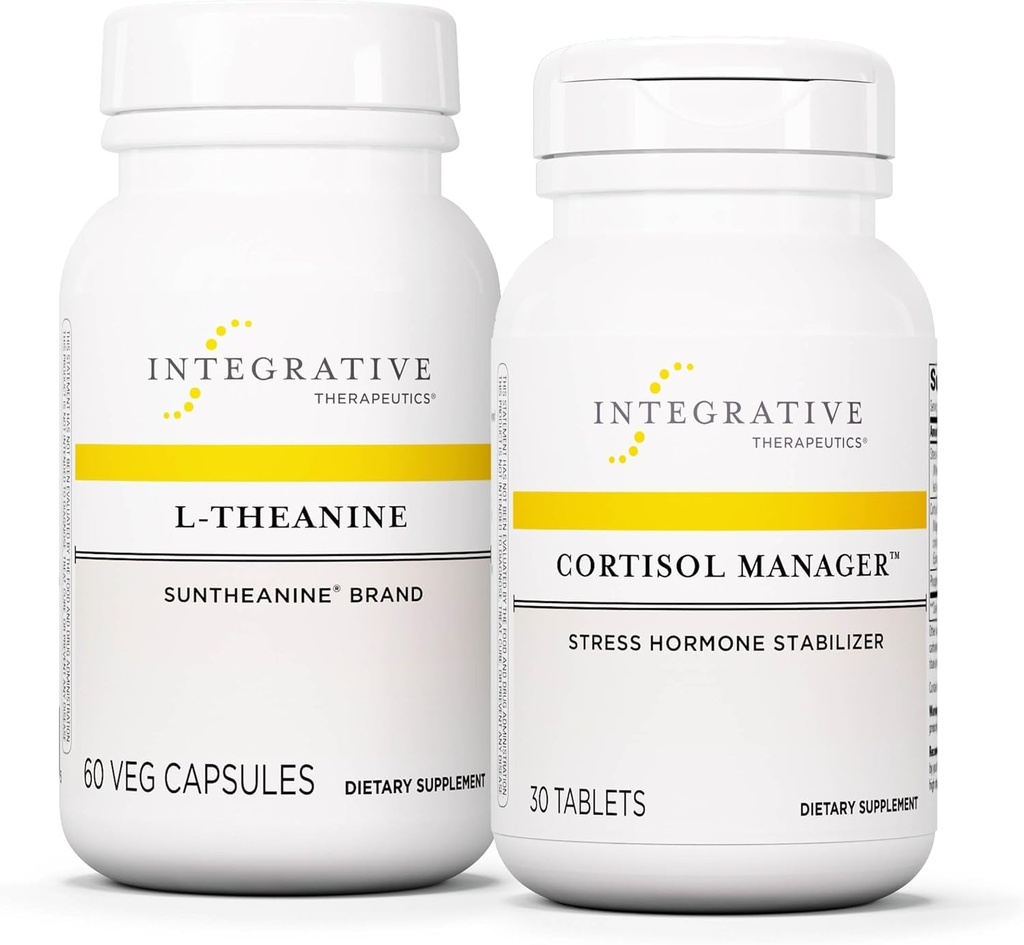 Cortisol Manager, 30 Tablets & L-Theanine, 60 Capsules와 통합 치료 번들 - Ashwagandha* - L-Theanine을 사용하여 스트레스 지원을위한 Cortisol Manager