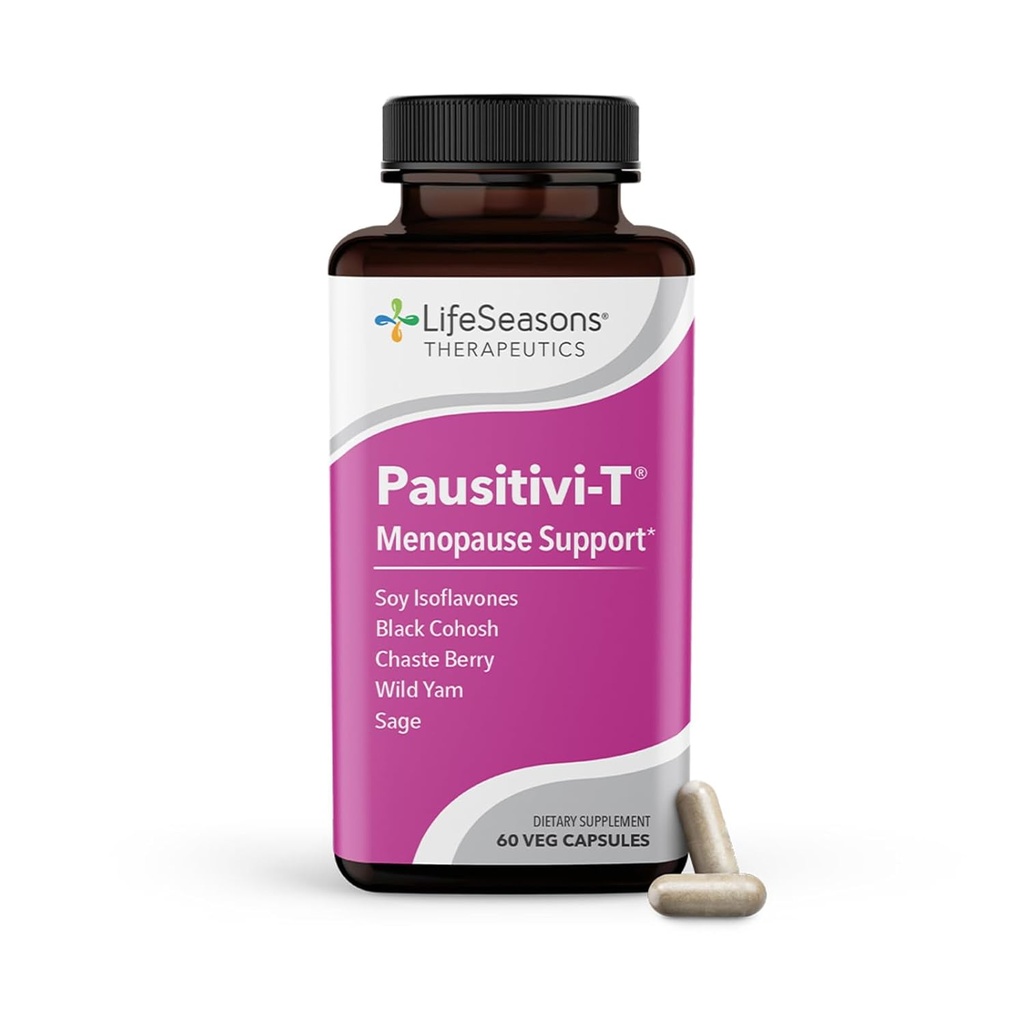LifeSeasons Pausitivi-T with Beau-T - Menopause 지원 보충교재 - 뜨거운 섬광, 호르몬 Imbalance & 밤 땀을 위한 강력한 기복 - Nourishes Tissue - Sage, Chasteberry, Soy Isoflavones