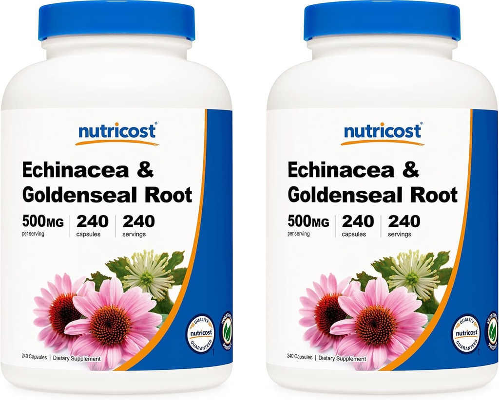 Nutricost Echinacea & Goldenseal 뿌리, 500mg의 240의 캡슐 (2개의 병) - Veggie 모자, 비 GMO, 글루텐 자유로운