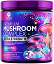 버섯 보충 분말 2200mg - 유기 사자 Mane, Reishi, Cordyceps, Chaga, 터키 꼬리 버섯 추출물 보충 교재 & 두뇌 지원을 위한 1개의 복잡한 공식 분말에서 11 - 60의 서빙