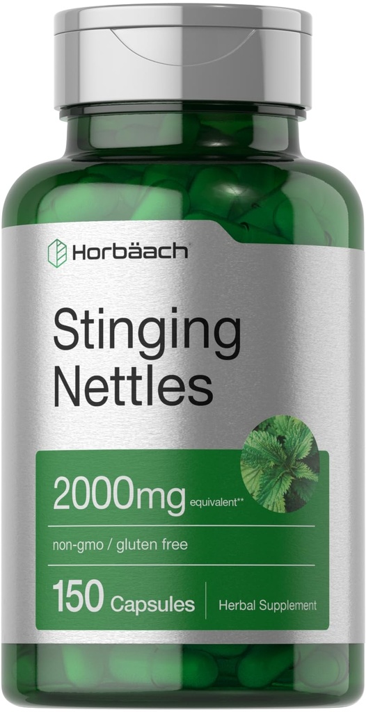Horbäach Sting Nettle 캡슐 2000mg | 150 개 | 초본 잎 추출물 보충교재 | Non-GMO, 글루텐 무료