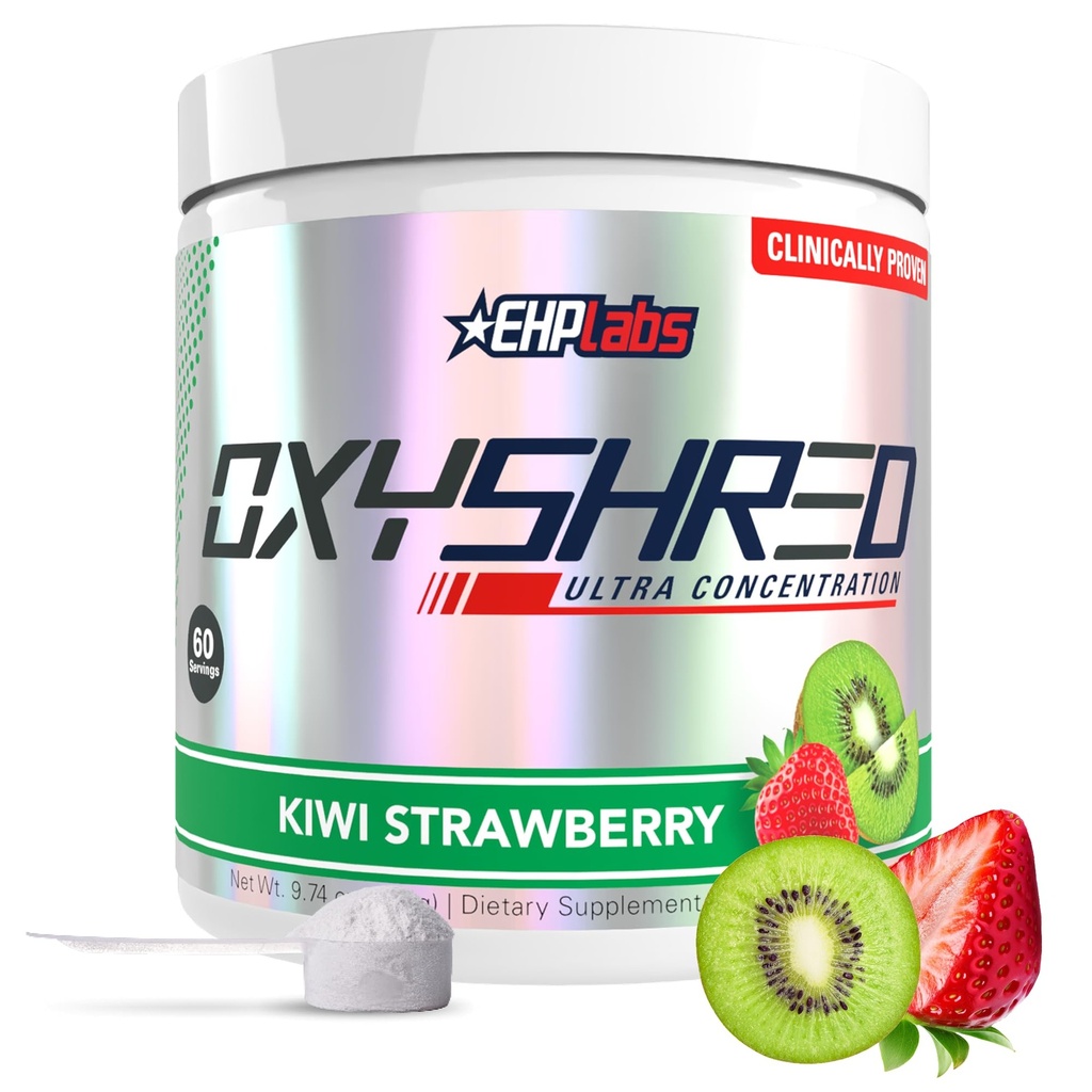 EHP Labs OxyShred Pre 운동 분말 - L 글루타민 & Acetyl L 카르니틴, 에너지 부스트 음료를 가진 Preworkout 분말 - Kiwi 딸기, 60의 서빙