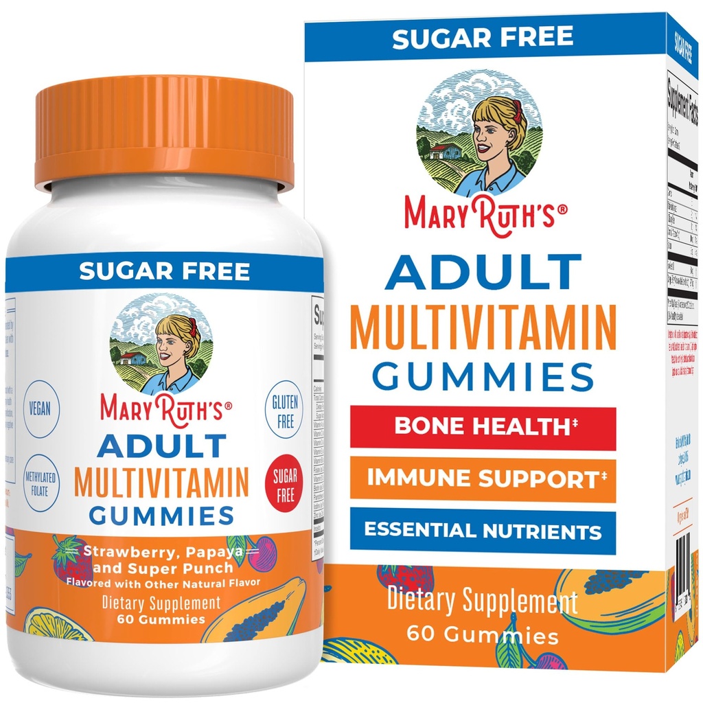 MaryRuth Organics Multivitamin for Women and Men | 슈가프리 | 비타민 C가있는 성인 다민족 게리 | D 및 E | B 비타민 | 바이오틴 | 아연 | 비건 | GMO | 글루텐 프리 | 60 개