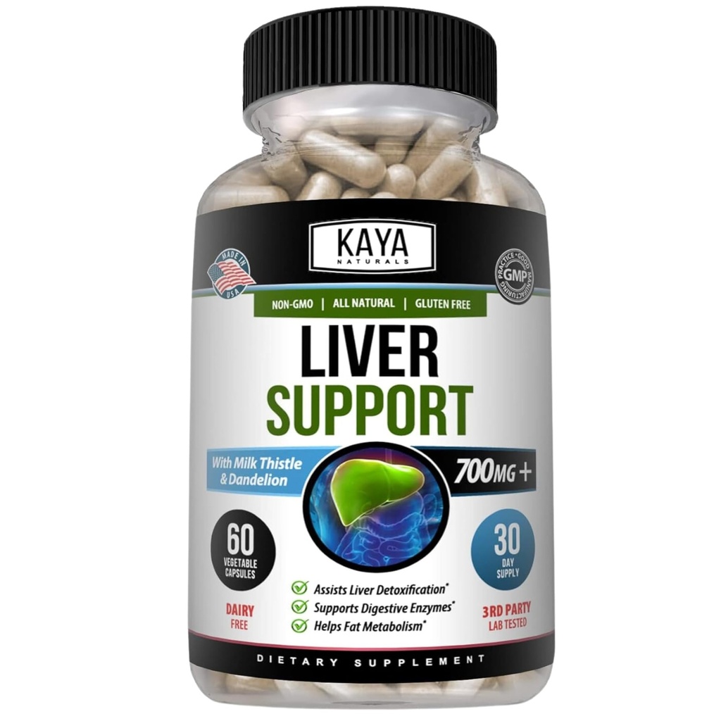 Kaya Naturals Liver Cleanse Detox & Repair - 우유 이틀 보충 - 여성과 남성을위한 Liver Detox - Artichoke Extract and Dandelion Root Capsules - 60 카운트