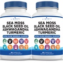 Sea Moss Black Seed Oil Ashwagandha Turmeric Bladderwrack Burdock - Manuka, 꿀 Dandelion, ACV Black Pepper Gluten 무료 - 2 팩