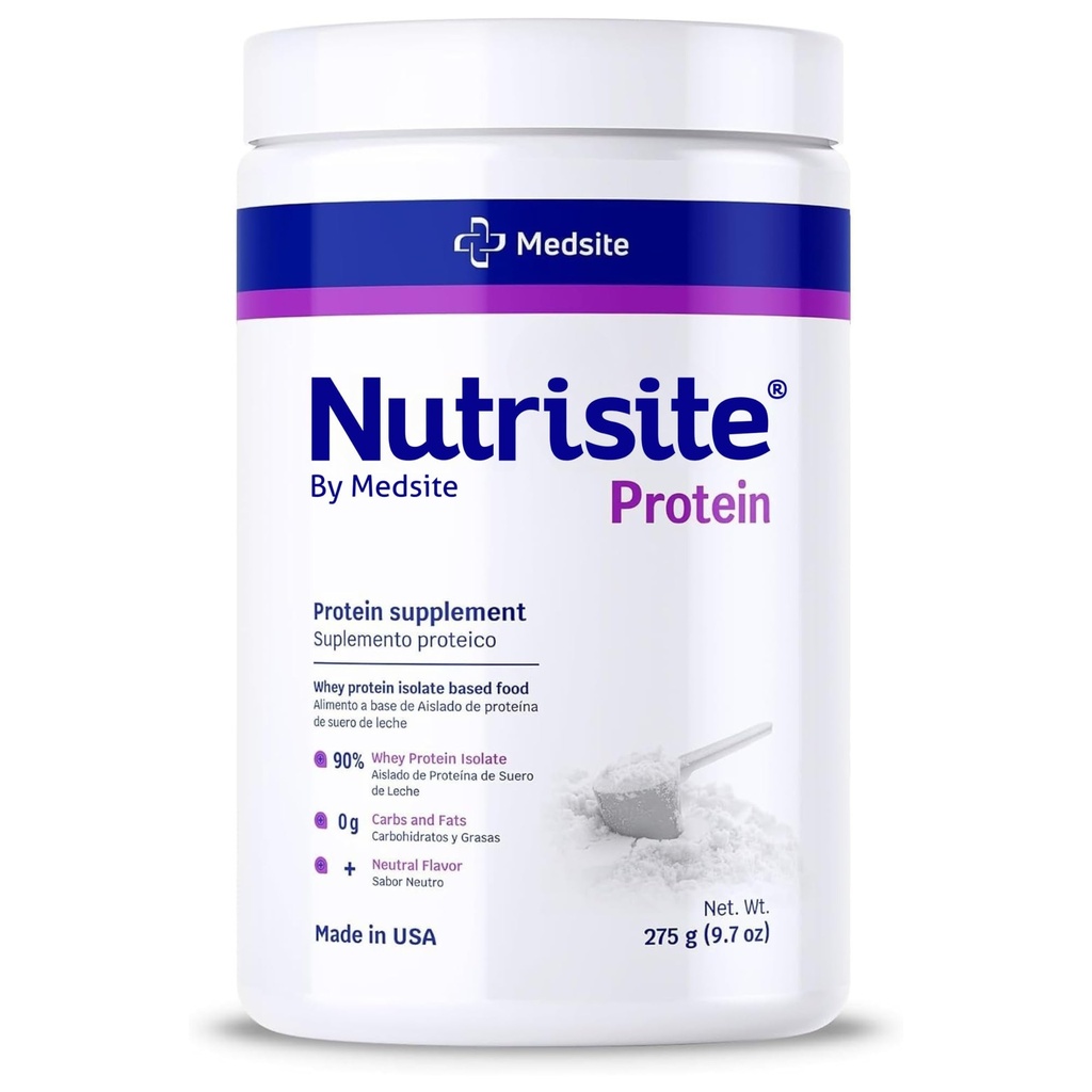 Nutrisite Whey Protein Isolate - Hydrolyzed Protein Powder, Carb, 글루텐 및 Sacarose Free, Unflavored (9.7 Oz)