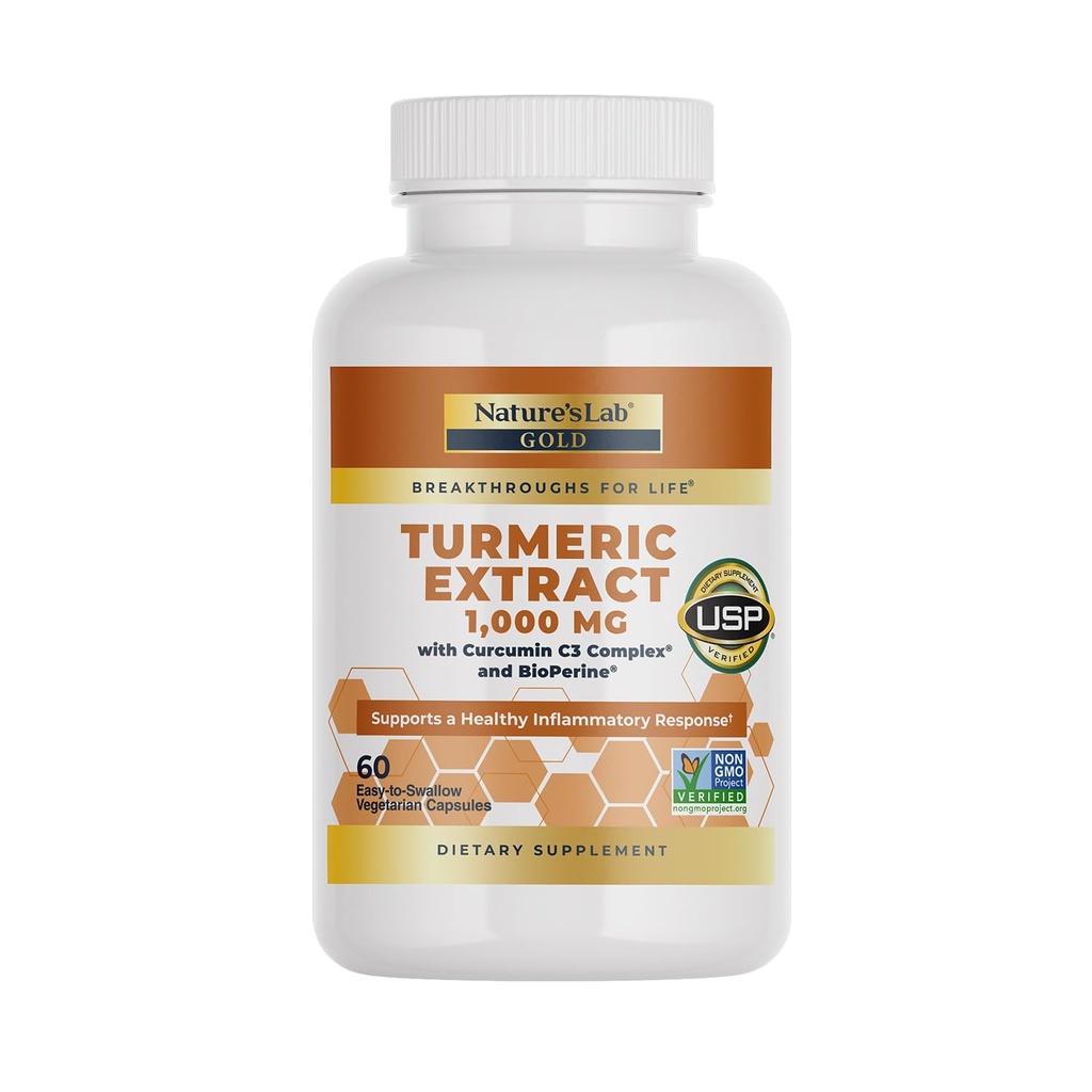 Curcumin C3 & BioPerine 1000mg을 가진 성격 실험실 심황 추출물 - 심혈관, 소화 및 면역 건강을 승진시킵니다 - 60의 캡슐 (30 일 공급)