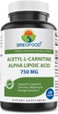 Brieofood Acetyl L 카르니틴 알파 Lipoic 산 (ALA ALC) 750 mg 120의 캡슐