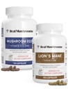 Real Mushrooms Vitamin D2, 아연, Chaga, Reishi (120ct) 및 Lion 's Mane (300ct) 번들 - 면역력 및인지 지원, 향상된 흡수를위한 킬레이트 아연 - 갠, 글루텐 무료, 비 GMO