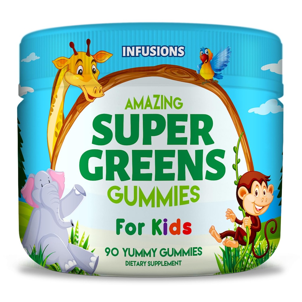 아이를 위한 주입 최고 녹색 Gummies 90 조사 Superfood 승압기 연약한과 Delicious 8 강력한 혼합 Vegan 친절한 글루텐 자유로운 & 비 GMO