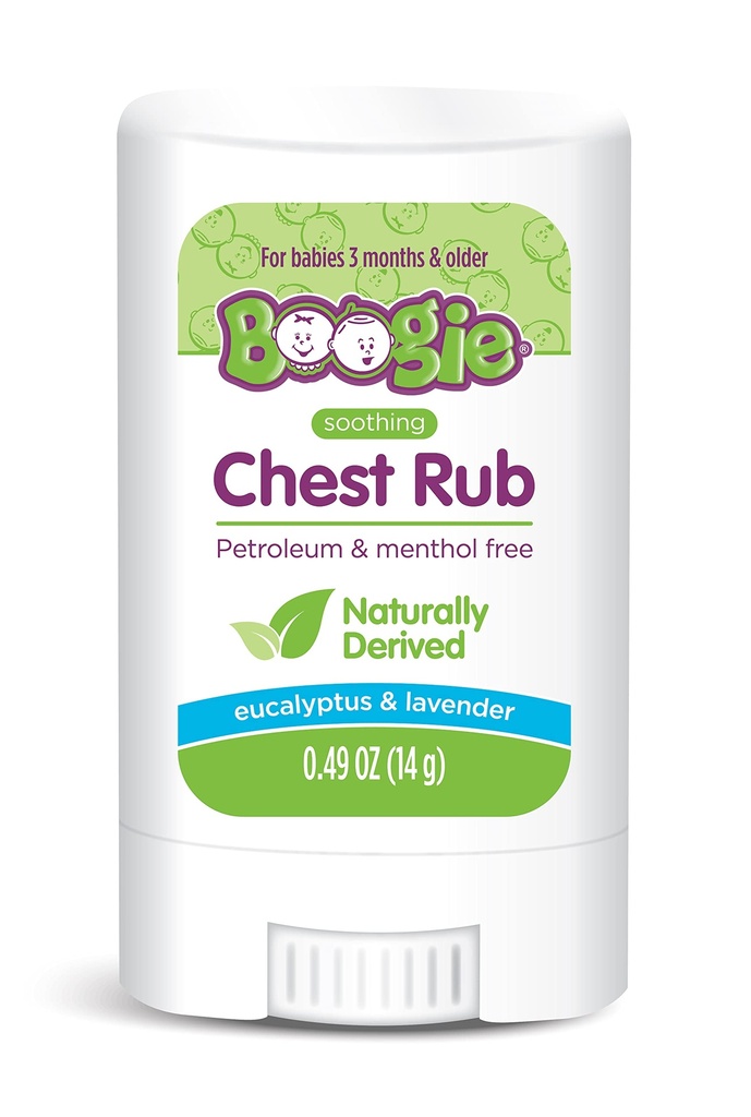 Boogie Chest Rub Stick for Soothing Relief, Petroleum-Free, USDA Organic, Naturally Derived, Soothing Eucalyptus 및 Lavender, 0.49 oz (팩 1)