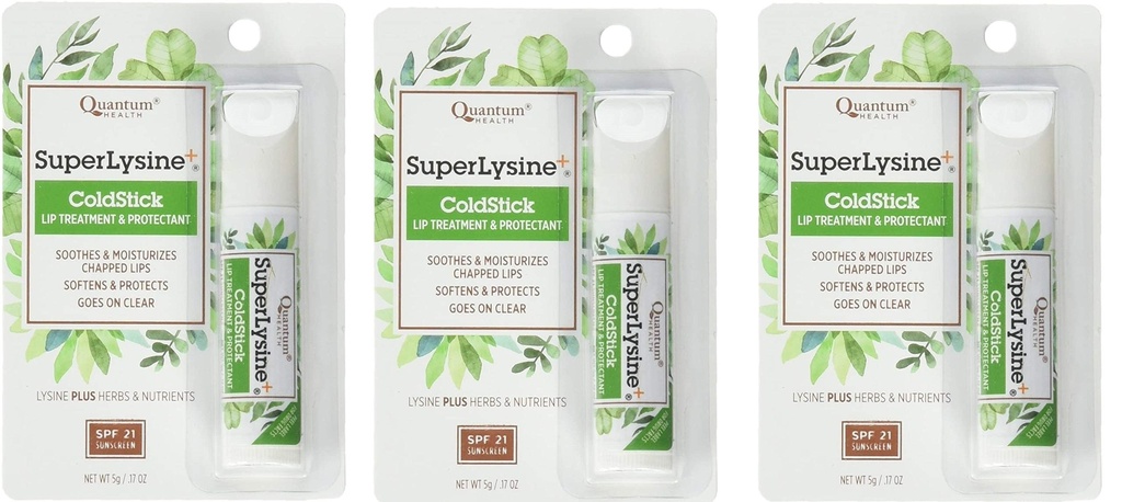 Super Lysine Plus + ColdStick, SPF 21, 일반 0.18 온스 (패키지 3) Quantum Research
