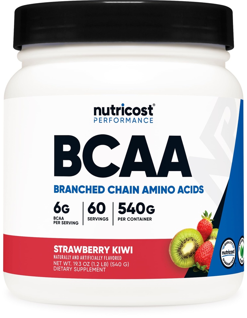Nutricost BCAA 분말 (Strawberry Kiwi) 60 서빙 - Optimal 2 : 1 비율