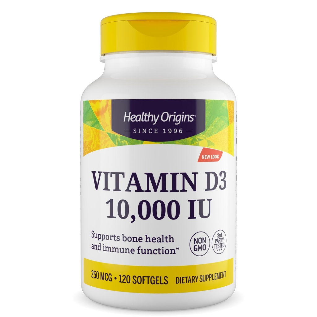 건강한 근원 비타민 D3 10,000 IU (비 GMO, 높은 힘, 뼈 지원, 면역 지원, 글루텐 자유로운), 120 Softgels