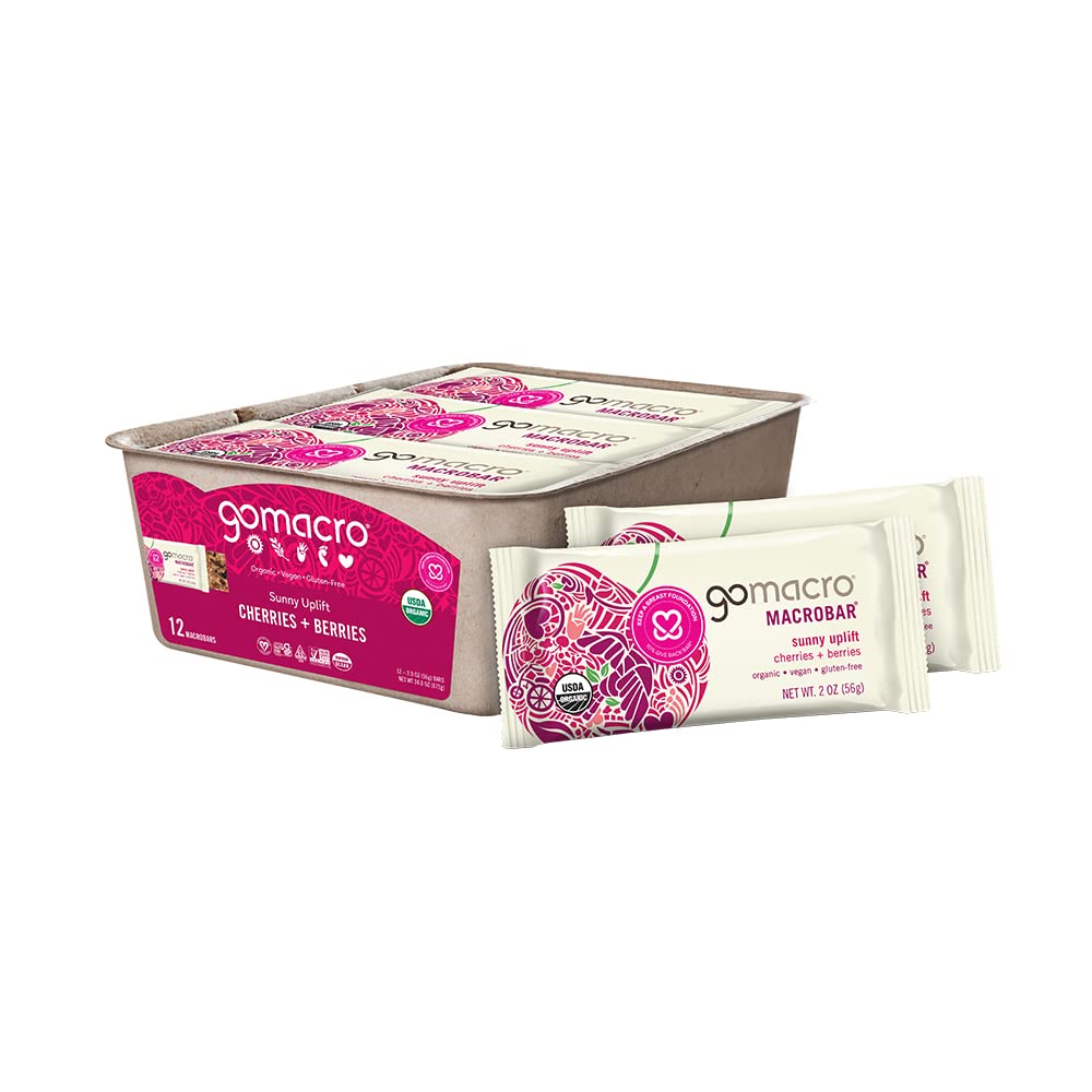 GoMacro MacroBar 유기 채식 스낵 바 - 체리 + 버클 (2.0 Ounce Bar, 12 개)