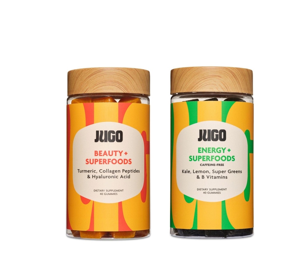 JUGO Beauty + Energy Gummies 번들 - Collagen, Biotin & Vitamin B12 - 모발, 피부, 손톱 및 천연 에너지 지원 - 식물 기반 및 글루텐 - 무료