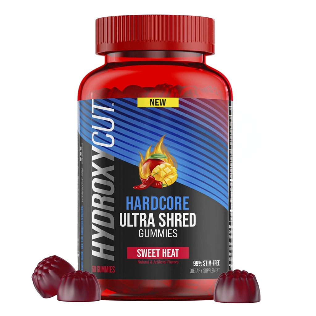 Hydroxycut 하드 코어 Ultra Shred Gummies, 달콤한 열 - 99 % Stimulant Free - Capsaicin & B 비타민 포함 - 여성 및 남성