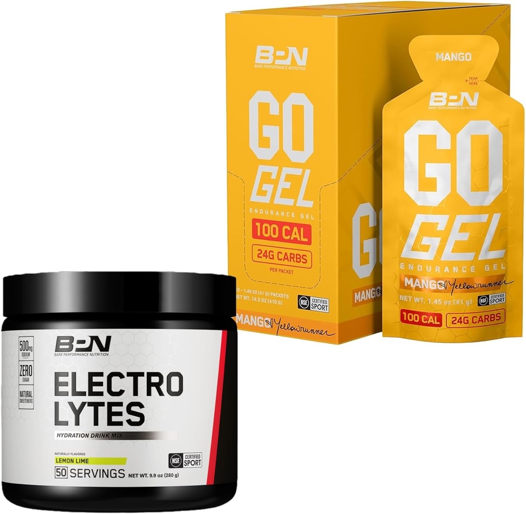 BARE PERFORMANCE NUTRITION BPN Electrolytes Hydration 음료 혼합 & Go 젤 내구 젤 망고 번들