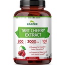 Zazzee Tart Cherry 10 : 1 추출물, 3000 mg의 힘, 200 Vegan 캡슐, 6 + 개월 공급, 공인 Kosher, 농축 및 표준화 된 10X 추출물, 100 % 채식주의, All-Natural, Gluten 무료, Non-GMO