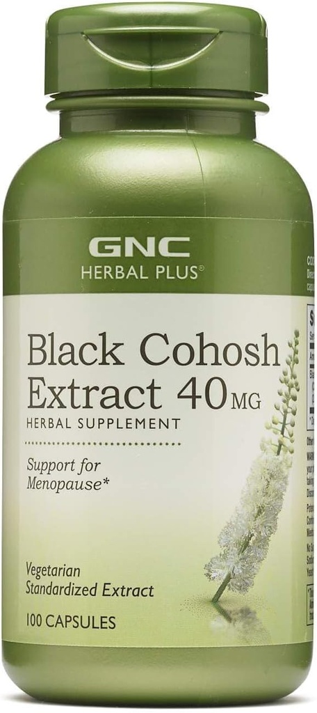 GNC 초본 플러스 검정 Cohosh 추출물 40mg 보충교재, 채식주의자, Menopause를 위한 지원, 100개의 서빙