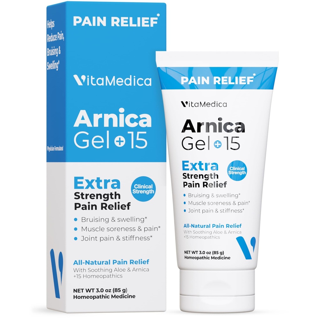 VitaMedica Arnica 젤 플러스 15 치유 식물 화합물, Bruising, Swelling, 합동 고통, 근육 Soreness & 뻣뻣함, All-Natural, 식물 기초를 두는 고통 구호를 위한 여분 힘 정립