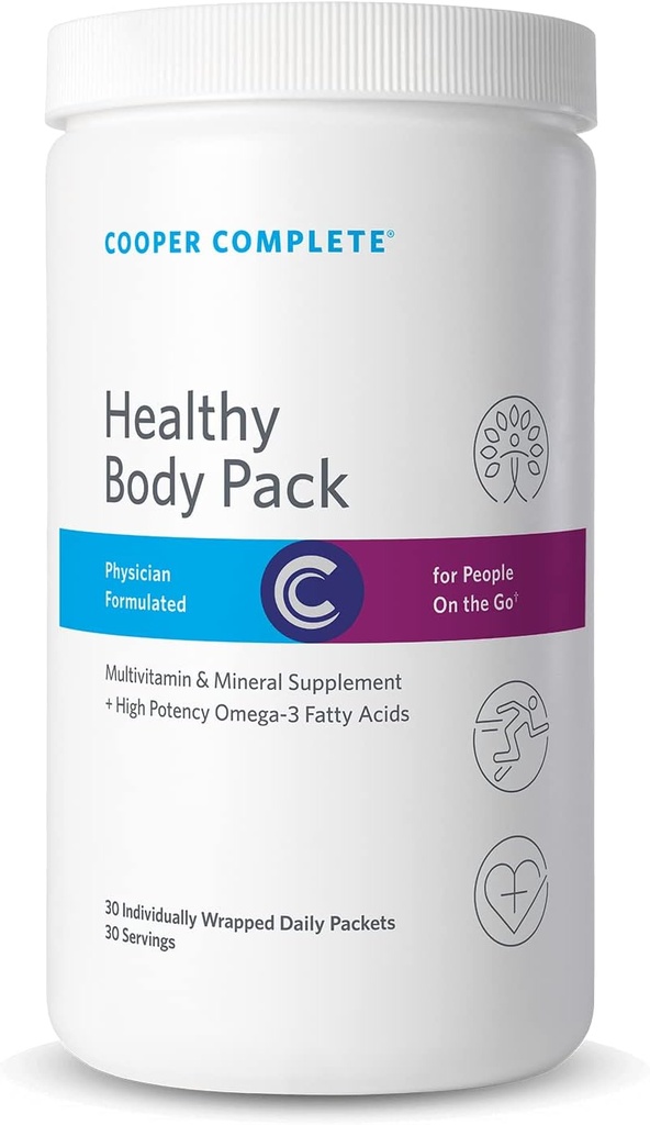 Cooper Complete - 건강한 바디 팩 - Multivitamin & Omega-3 Fish Oil을 가진 매일 비타민 팩 - 병 당 30의 소포. 3 팩