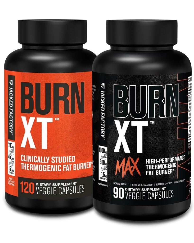 Jacked Factory Burn-XT Clinically Studied 지방 버너 & 체중 감소 보충교재 (120의 캡슐) & 화상 XT 최대 고성능 뚱뚱한 가열기 & 식욕용품 (90의 캡슐)