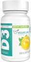 Vegan Life Nutrition - 성인을위한 비타민 D3 일일 캡슐 (1000 IU) - 글루텐 - 무료, 비 GMO, Bone 건강 및 면역 체계 지원 - 60 캡슐