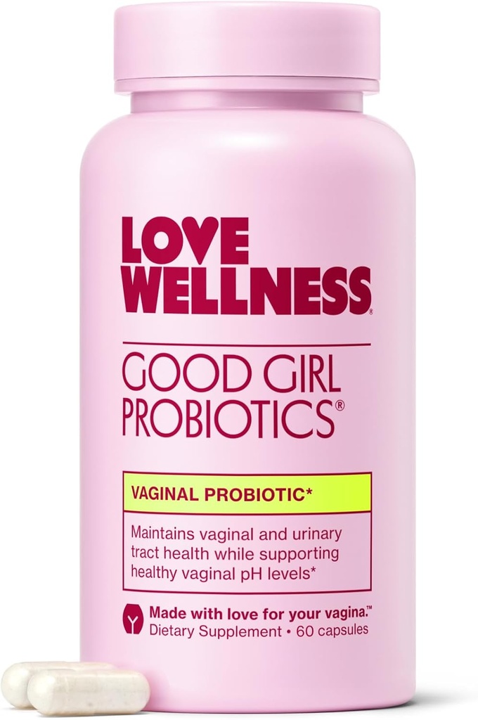 Love Wellness Good Girl Probiotics | 여성 질 건강 및 pH 밸런스 보충 | 우린트랙, 효모, 냄새 및 면역 지원 | 글루텐 프리 | 30일 공급