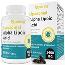 Liposomal 알파 Lipoic 산 1400mg Softgels, L Carnitine 1000mg를 가진 ALA 보충교재, Ubiquinol (Active CoQ10) 100mg와 비타민 E 10mg의 산화 방지제, Nerve, 에너지 60 Softgels를 위한 알파 Lipoic 산