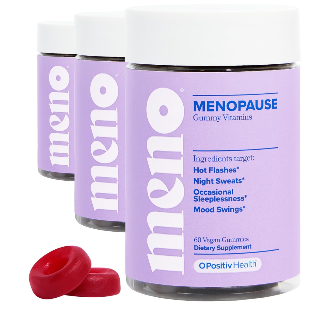 O Positiv MENO Gummies for Menopause, 30 서빙 (포장 3) - Black Cohosh & Ashwagandha KSM-66 여성 호르몬 무료 보충제 - Alleviate Hot Flashes, Night 땀, & Mood Swings를 도와주세요