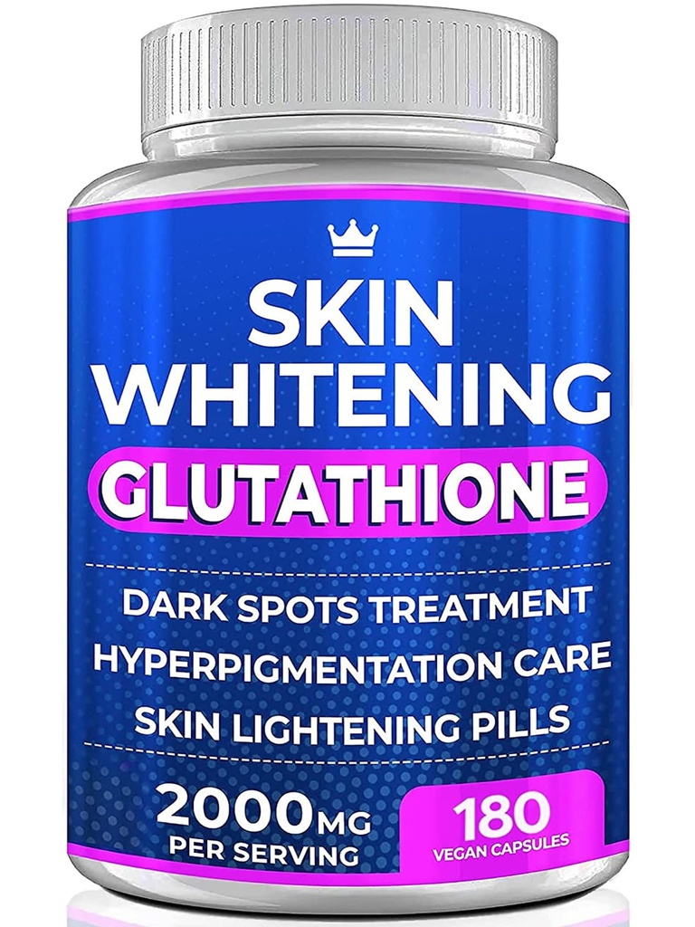 Glutathione 희게하는 알약 - 180의 캡슐 2000mg 글루타티온 - 효과적인 피부 번개 보충교재 - 어두운 반점, Melasma & 여드름 흉터 제거제, Hyperpigmentation 처리 - 노화 방지 산화 방지제