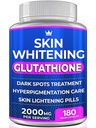 Glutathione 희게하는 알약 - 180의 캡슐 2000mg 글루타티온 - 효과적인 피부 번개 보충교재 - 어두운 반점, Melasma & 여드름 흉터 제거제, Hyperpigmentation 처리 - 노화 방지 산화 방지제
