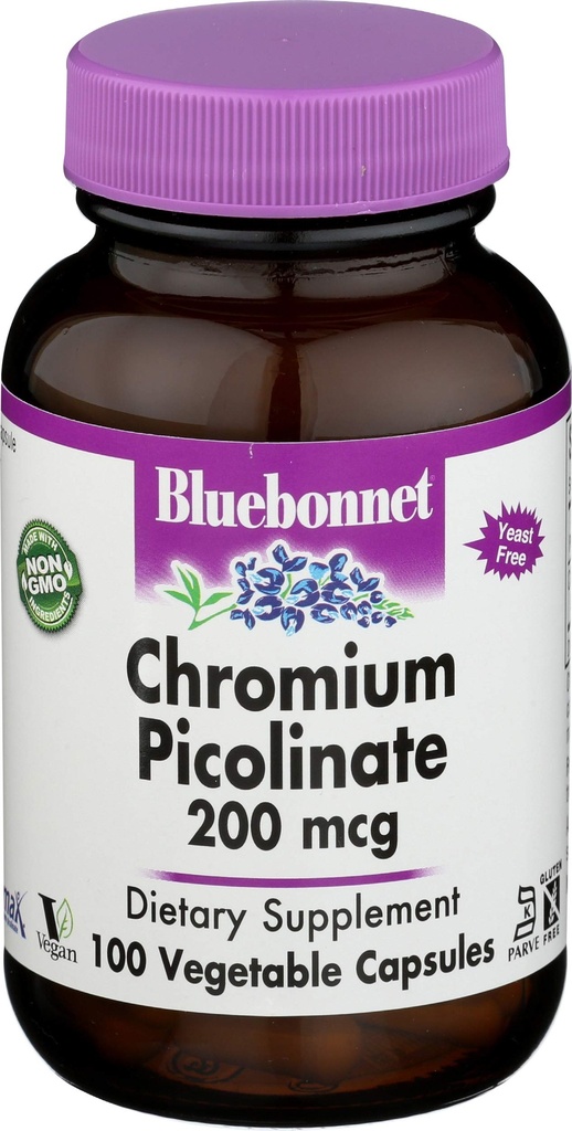 Bluebonnet 영양, 크롬 Picolinate 200mcg, 100 Veggie 캡슐