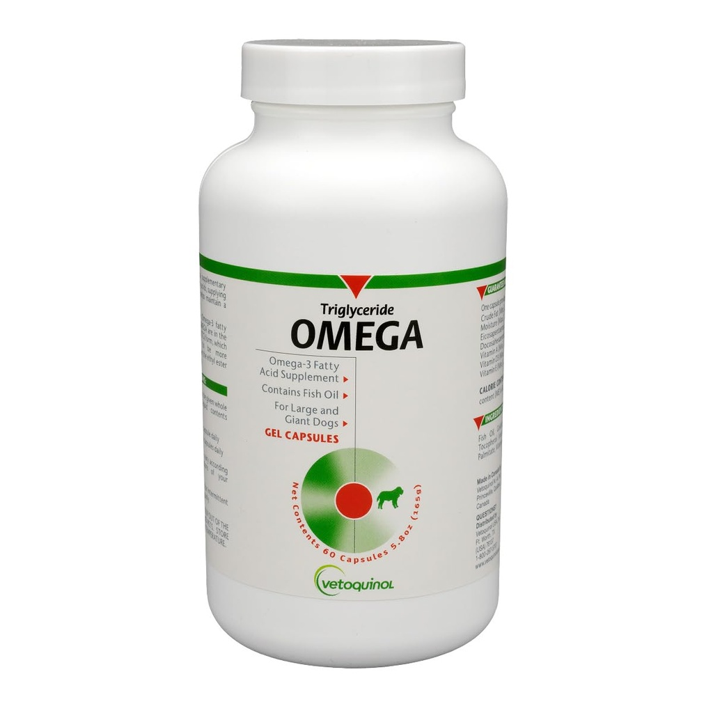 Vetoquinol Triglyceride Omega 3는 EPA와 DHA를 가진 큰 개, 개 물고기 기름 보충교재를 위한 보충물, 피부, 외투, 합동 및 면역성 건강, 개 60lbs 또는 더 많은, 60ct를 위한 Omega 3 물고기 기름을 승진시킵니다