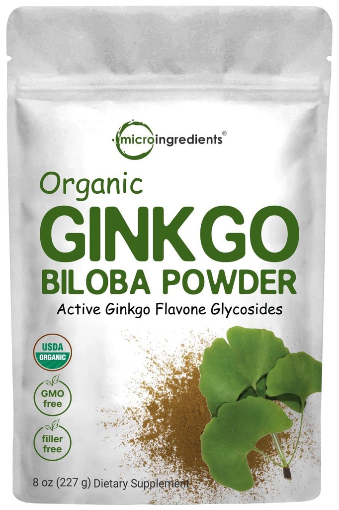 마이크로 성분 익지않는 유기 Ginkgo Biloba 분말, 8 Ounce (18 달 공급), 충전물은, 뇌 기능 및 정신 Alertness, GMO 및 Vegan 친절한 지원합니다